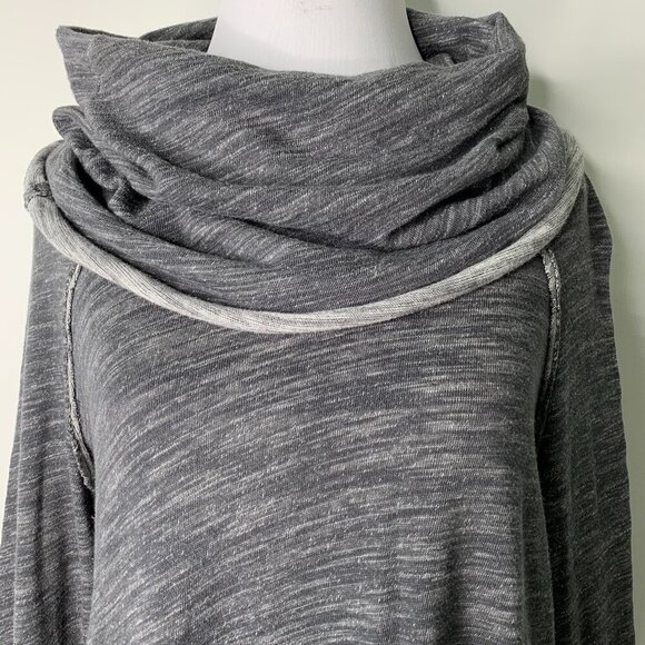 Free people Beach Boho Gray Cowl Neck Long Sleeve T Shirt One Size - Picture 2 of 12